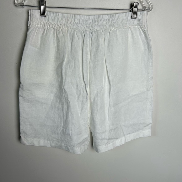H by Halston Size M Women's White 100% Linen Shorts Beach Vacation Resort Summer - Picture 3 of 15